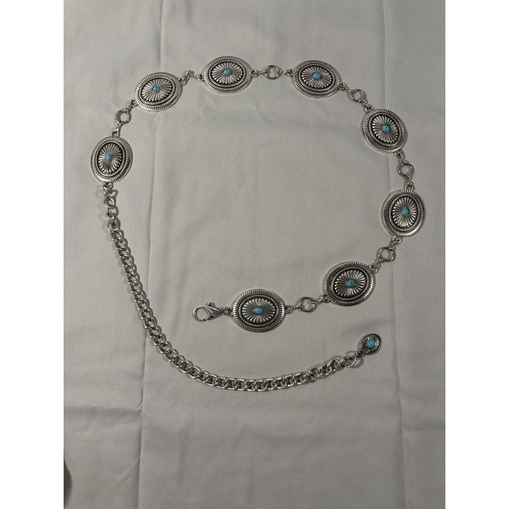 Western Belt for Women Turquoise Concho Metal Waist Cowgirl Country Belt Top
